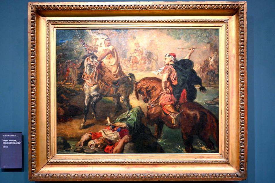Théodore Chassériau (1835–1856), Die Herausforderung der Häuptlinge arabischer Stämme zum Zweikampf unter den Stadtmauern, Paris, Musée d’Orsay, 1852, Bild 1/2