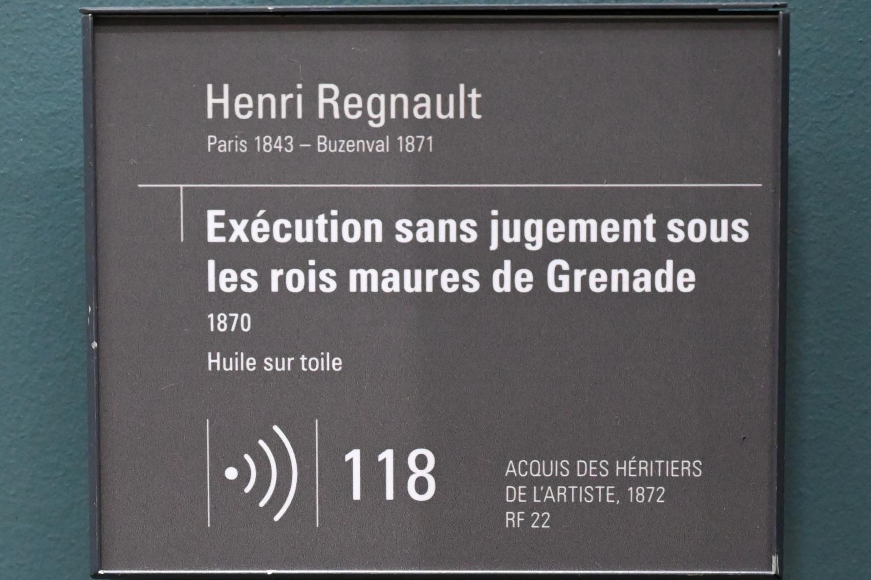 Henri Regnault (1869–1870), Hinrichtung ohne Gerichtsverfahren unter den maurischen Königen von Granada, Paris, Musée d’Orsay, 1870, Bild 2/2