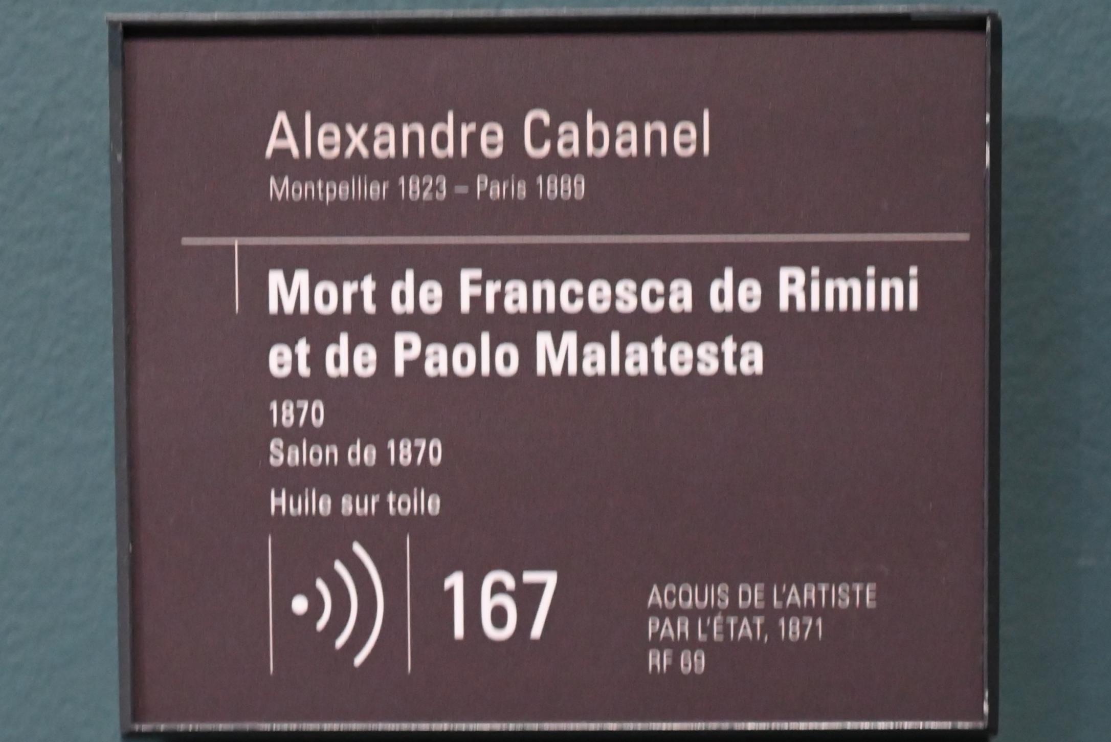 Alexandre Cabanel (1870–1875), Tod von Francesca de Rimini und Paolo Malatesta, Paris, Musée d’Orsay, 1870, Bild 2/2