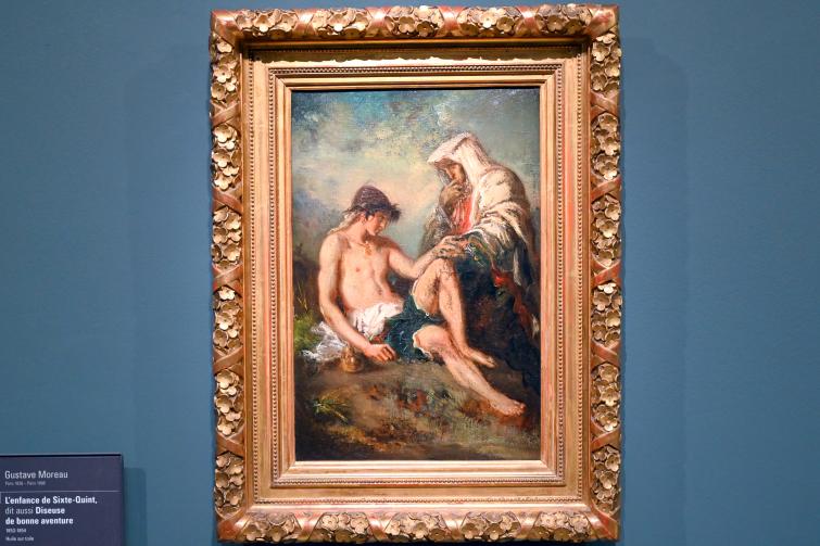 Gustave Moreau (1853–1896), Die Kindheit von Sixtus V. (Die Wahrsagerin), Paris, Musée d’Orsay, 1853–1854, Bild 1/2