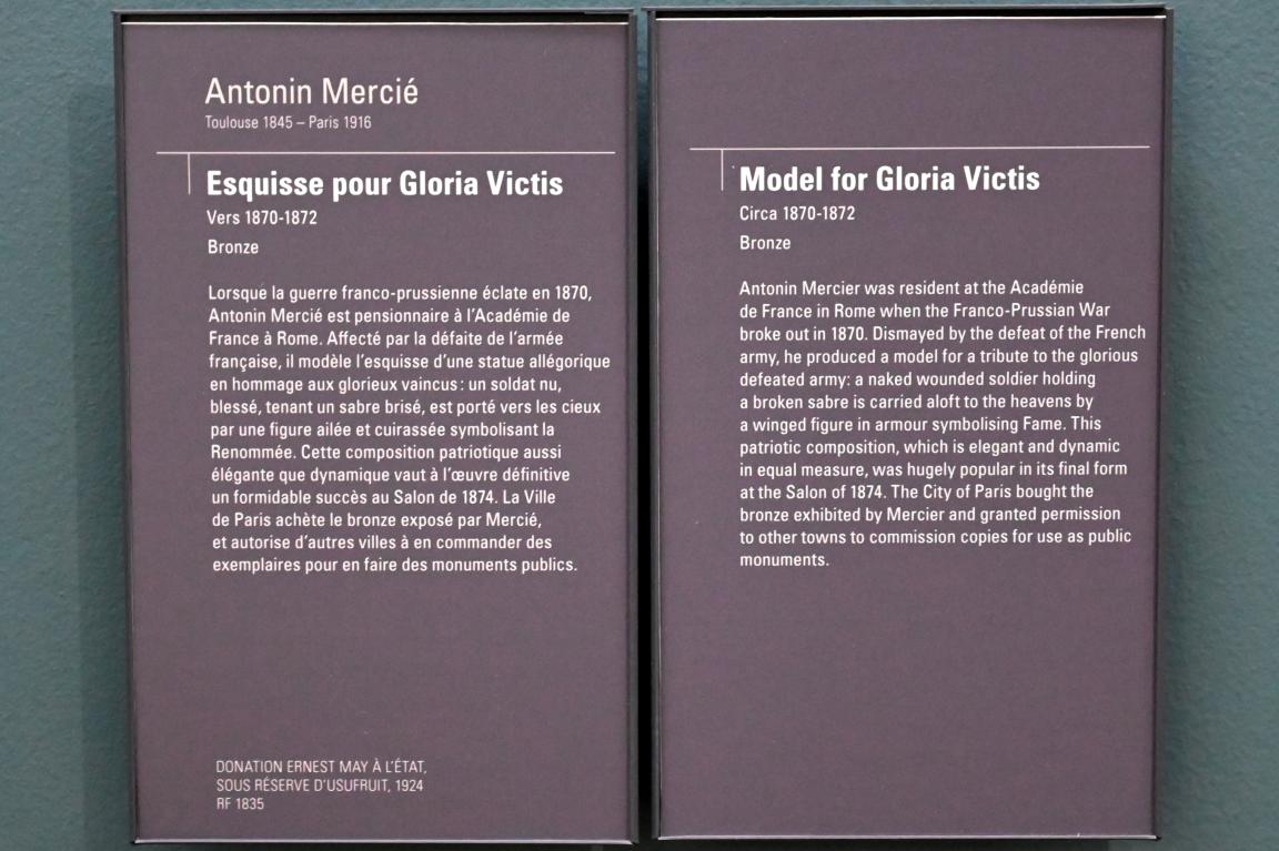 Antonin Mercié (1871–1872), Modell für Gloria Victis, Paris, Musée d’Orsay, um 1870–1872, Bild 4/4