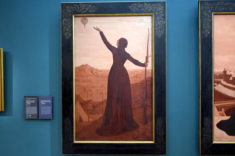 Pierre Puvis de Chavannes (1850–1891), Die belagerte Stadt Paris vertraut Frankreich ihren Appell der Luft (Der Ballon), Paris, Musée d’Orsay, 1870, Bild 1/2