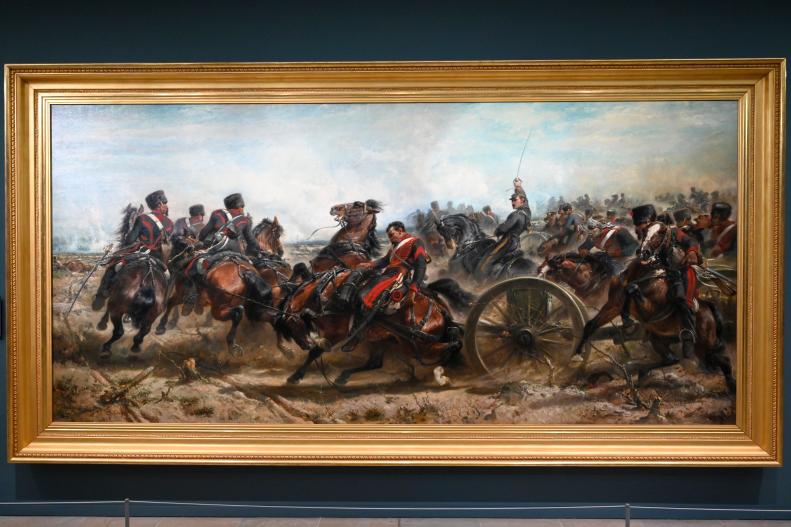 Adolf Schreyer (1865), Angriff der Artillerie der kaiserlichen Garde bei Traktir auf der Krim, Paris, Musée d’Orsay, 1865, Bild 1/2