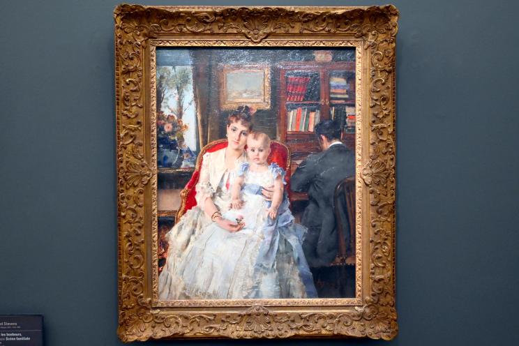 Alfred Stevens (1867–1888), Alle Glückseligkeiten (Familienszene), Paris, Musée d’Orsay, um 1880, Bild 1/2
