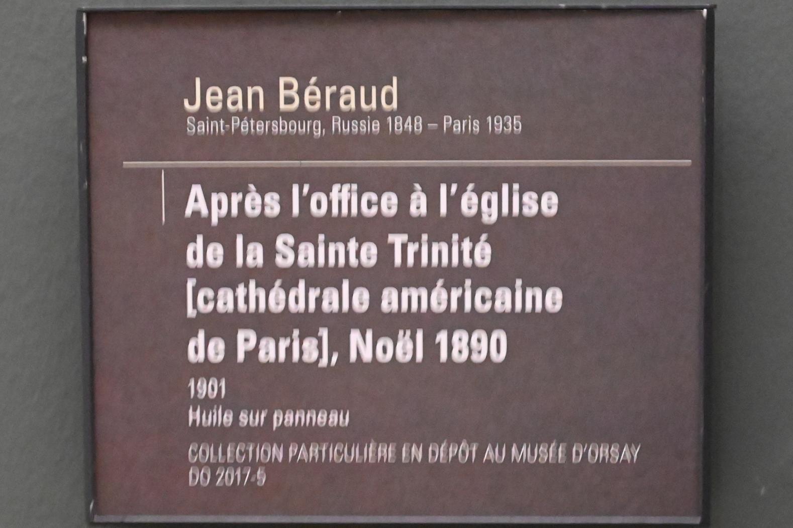 Jean Béraud (1901), Nach der Messe in der Kirche der Heiligen Dreifaltigkeit (Amerikanische Kathedrale in Paris) zu Weihnachten 1890, Paris, Musée d’Orsay, 1901, Bild 2/2