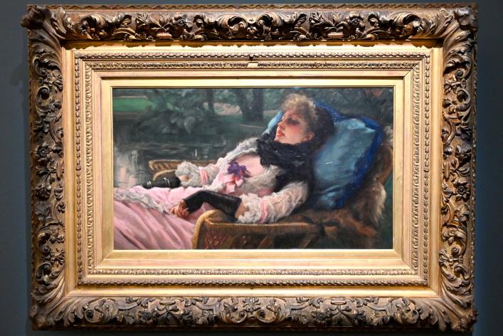 James Tissot (1860–1876), Die Träumerin (Ein Sommerabend), Paris, Musée d’Orsay, 1876, Bild 1/2