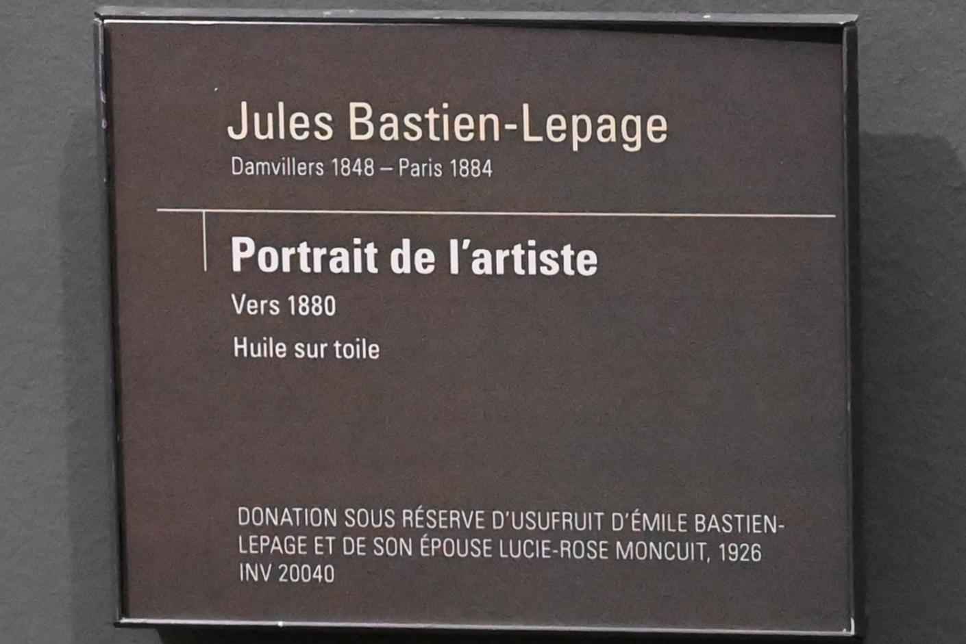 Jules Bastien-Lepage (1879–1880), Selbstporträt, Paris, Musée d’Orsay, um 1880, Bild 2/2