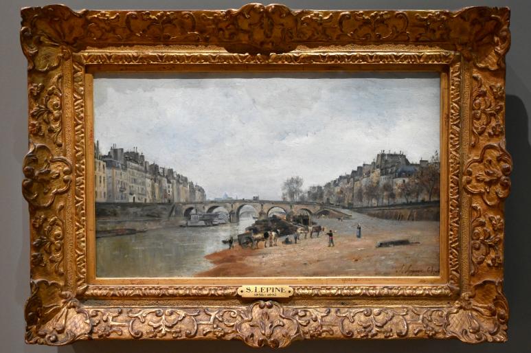 Stanislas Lépine (1868–1878), Quai des Célestins mit der Marie-Brücke, Paris, Musée d’Orsay, 1868, Bild 1/2