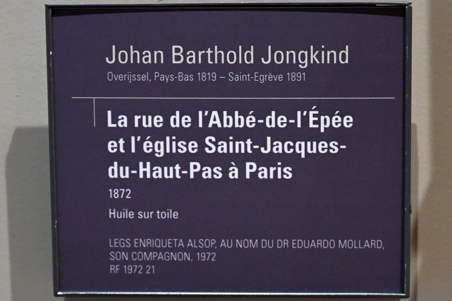 Johan Barthold Jongkind (1854–1877), Rue de l'Abbé-de-l'Épée und die Kirche Saint-Jacques-du-Haut-Pas in Paris, Paris, Musée d’Orsay, 1872, Bild 2/2