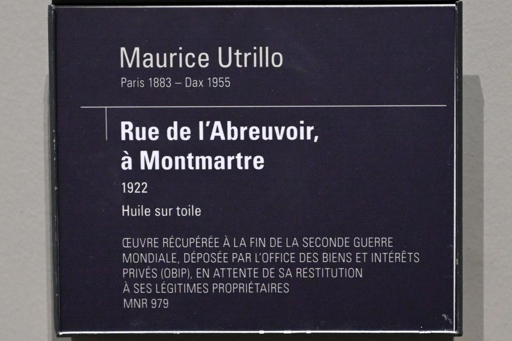 Maurice Utrillo (1913–1922), Rue de l’Abreuvoir in Montmartre, Paris, Musée d’Orsay, 1922, Bild 2/2