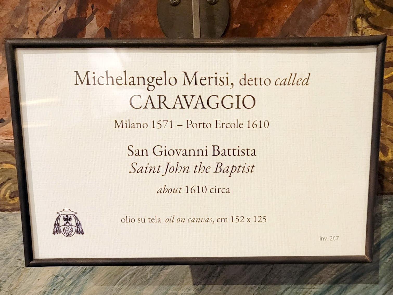 Michelangelo Merisi da Caravaggio (1594–1610), Johannes der Täufer, Rom, Villa Borghese, Galleria Borghese, um 1610, Bild 2/2