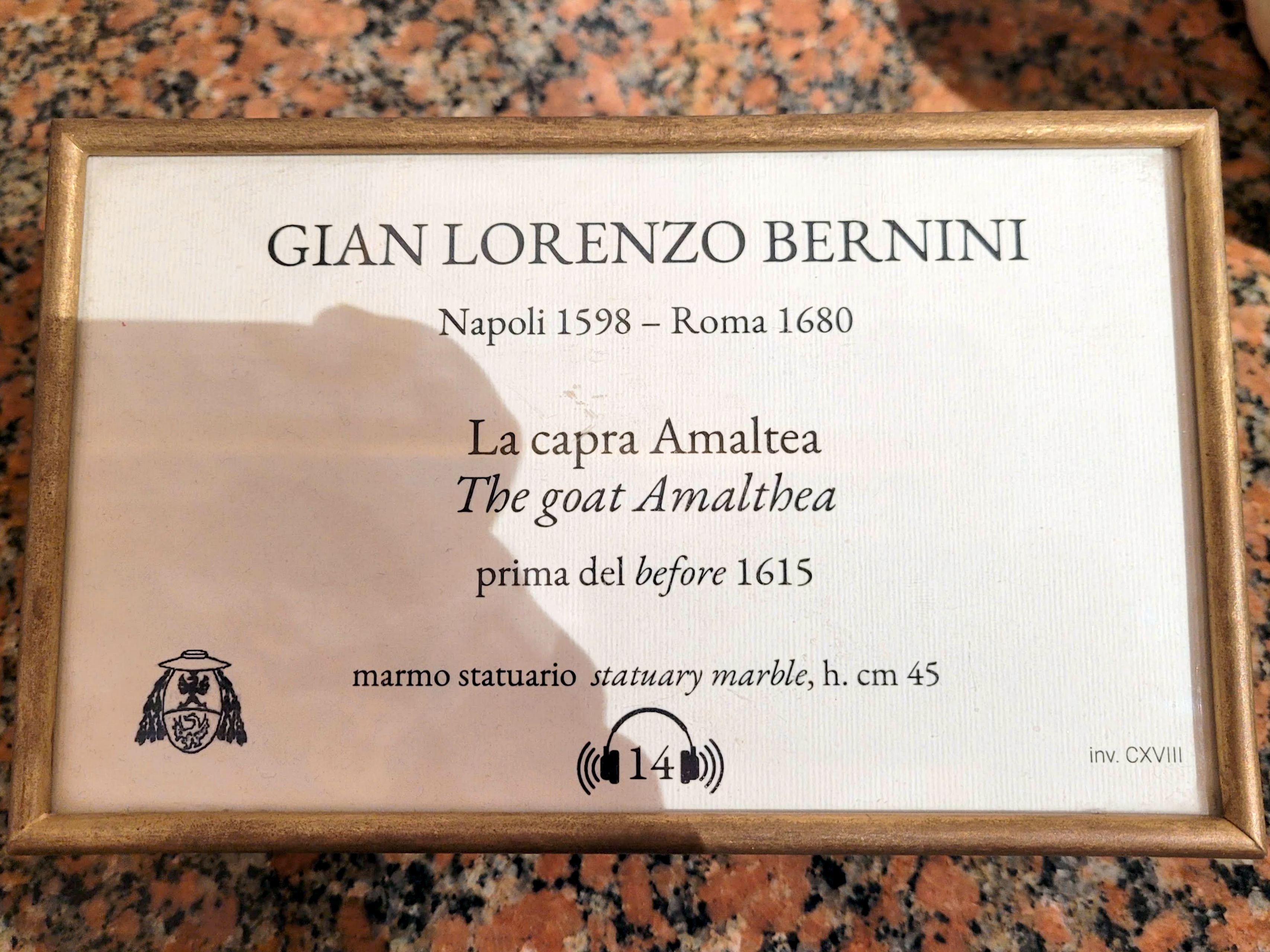Gian Lorenzo Bernini (1614–1679), Die Ziege Amalthea, Rom, Villa Borghese, Galleria Borghese, vor 1615, Bild 4/4