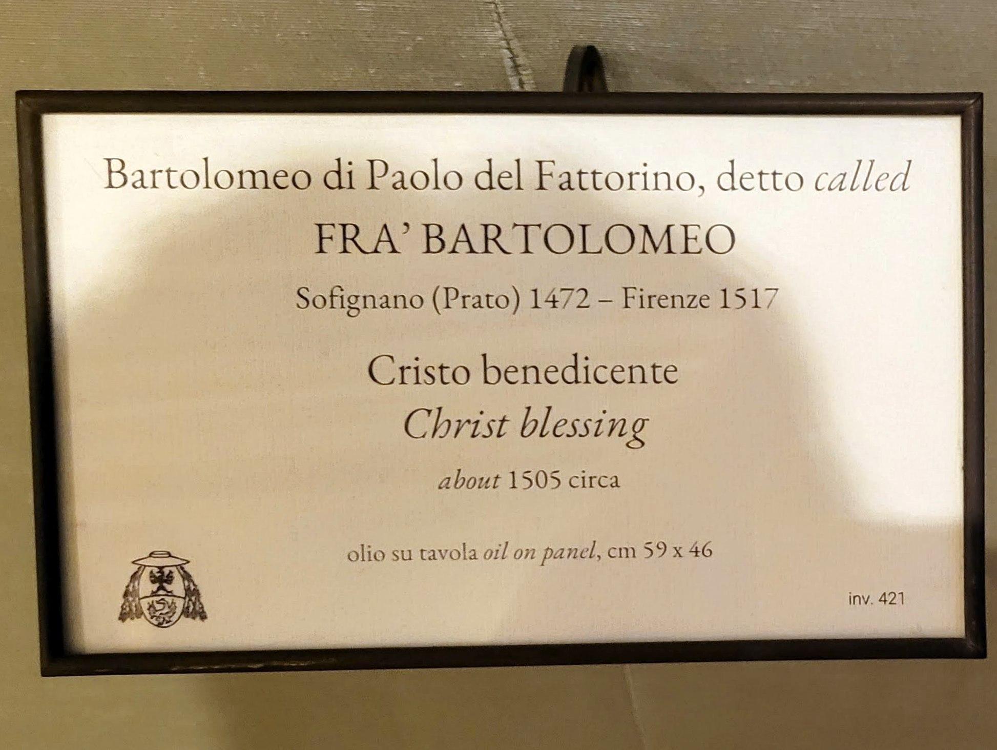 Fra Bartolomeo (Baccio della Porta) (1495–1516), Segnender Christus, Rom, Villa Borghese, Galleria Borghese, um 1505, Bild 2/2
