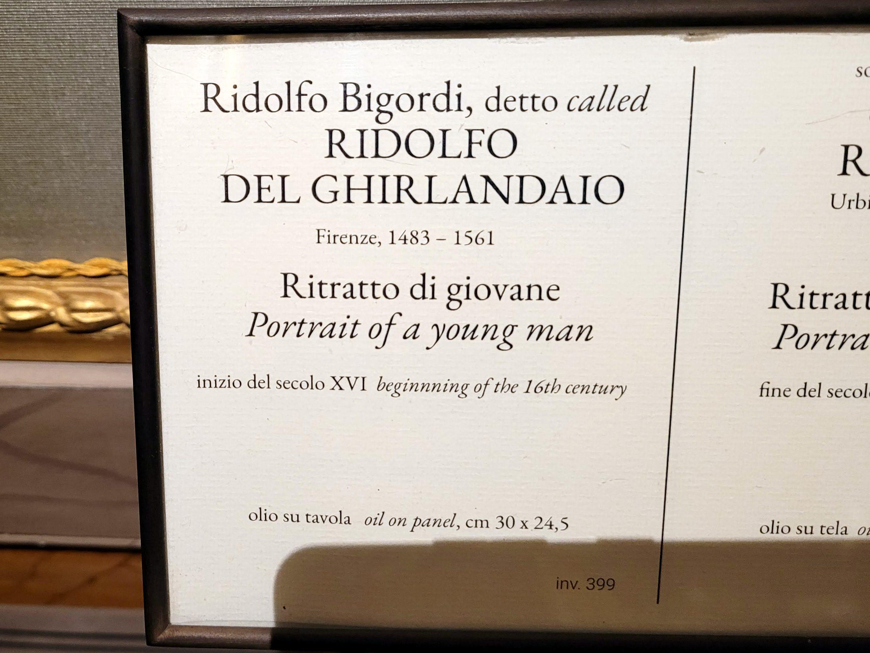 Ridolfo Ghirlandaio (1505–1555), Porträt eines jungen Mannes, Rom, Villa Borghese, Galleria Borghese, Beginn 16. Jhd., Bild 2/2