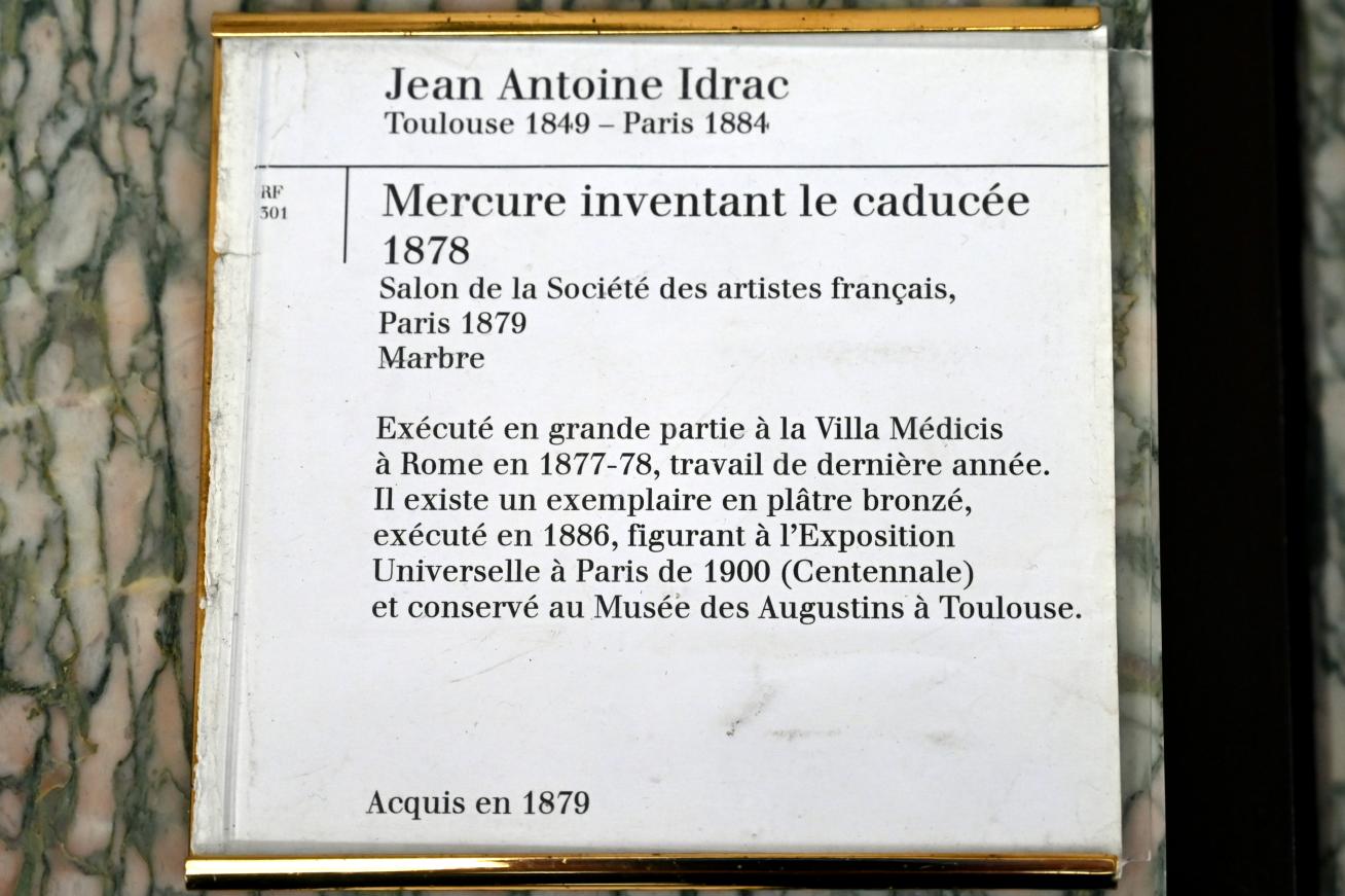 Jean-Antoine-Marie Idrac (1878), Merkur erfindet den Hermesstab Caduceus, Paris, Musée d’Orsay, 1878, Bild 4/4
