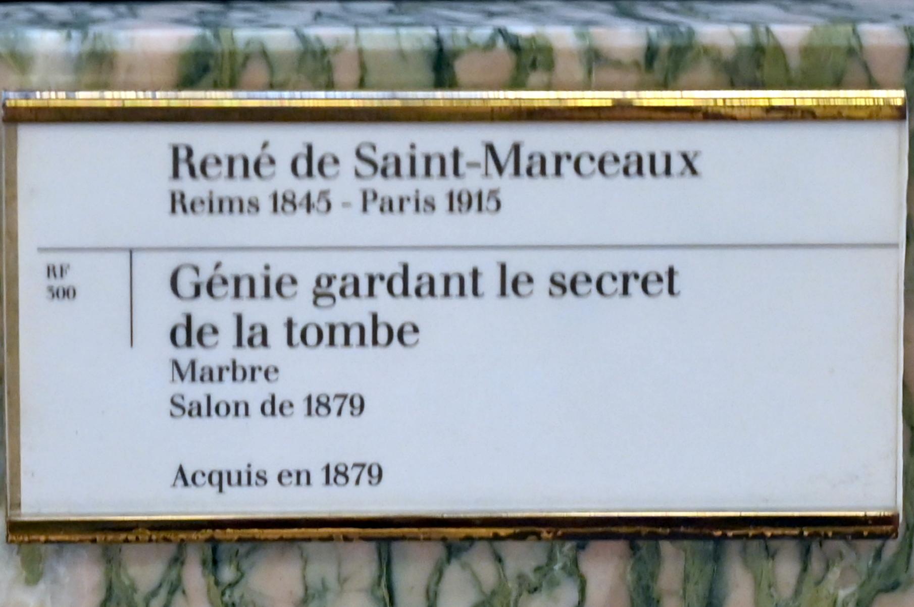 René de Saint-Marceaux (1878), Genius als Hüter des Geheimnisses des Grabes, Paris, Musée d’Orsay, vor 1879, Bild 5/5