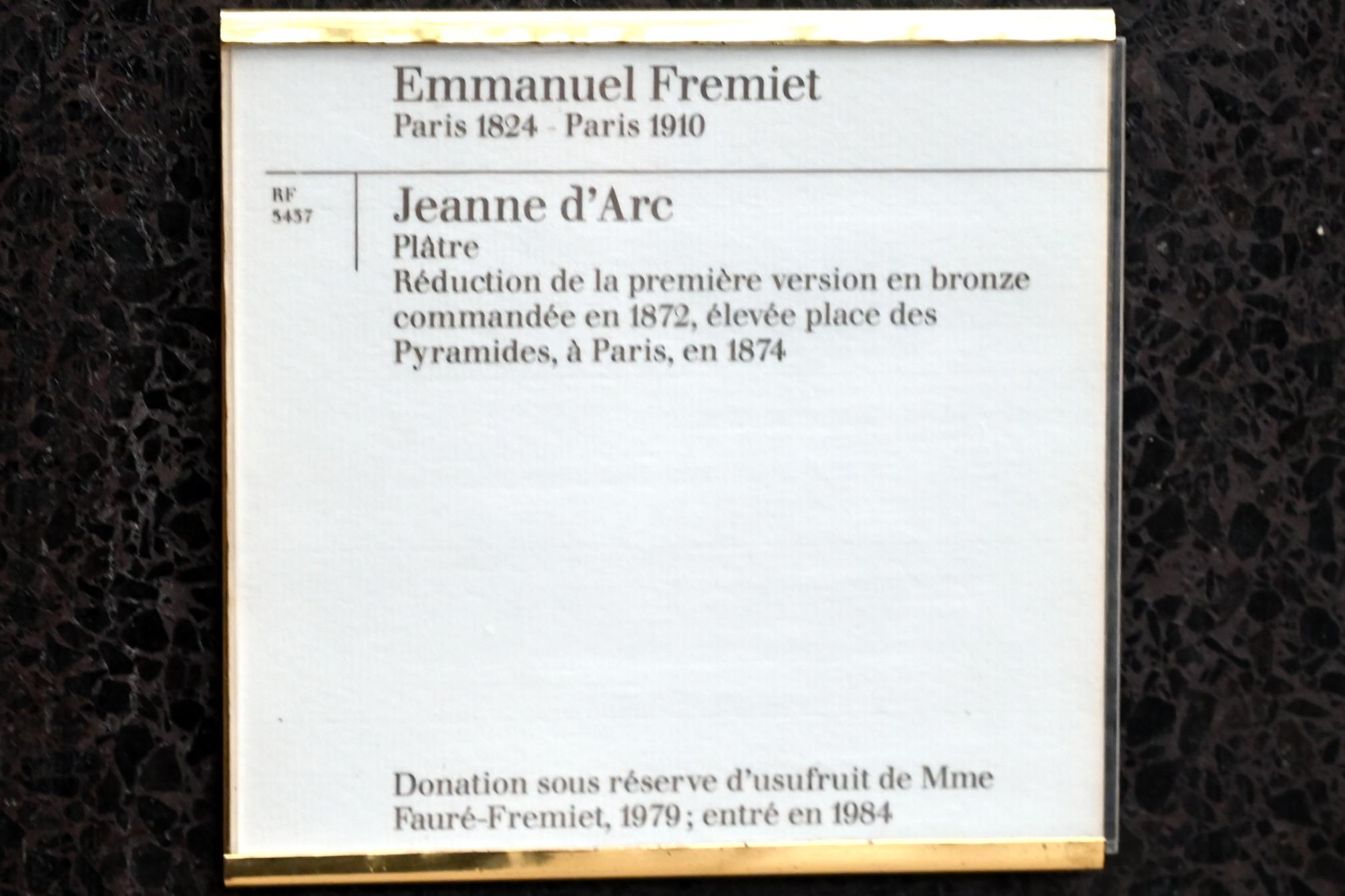 Emmanuel Frémiet (1867–1879), Johanna von Orléans, Paris, Place des Pyramides, jetzt Paris, Musée d’Orsay, 1872, Bild 4/4